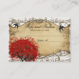 Gold Red Heart Leaf Place Card Menu Selection