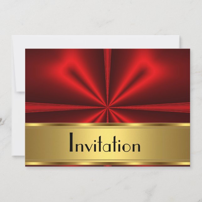 Gold Red Invitation Any Party (Front)