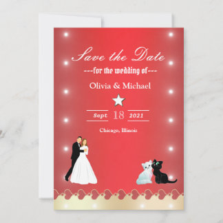 Gold red lights save the date