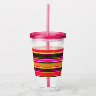 Gold, Red & Magenta Striped Acrylic Tumbler
