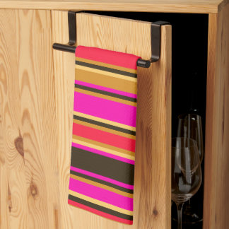 Gold, Red, & Magenta Striped Kitchen Towel
