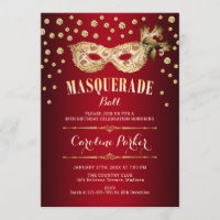 Gold Red Masquerade Ball Birthday Party