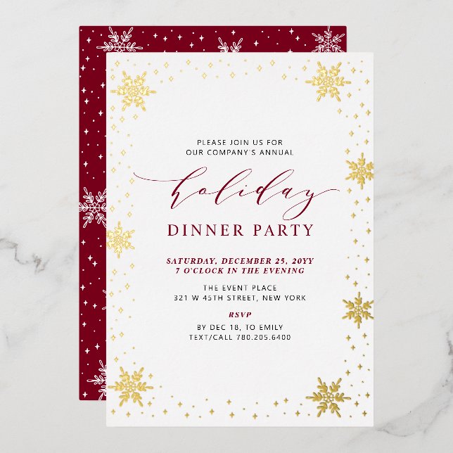 Gold & Red Modern Christmas Holiday Dinner Party (Front/Back)