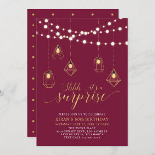 Gold & Red Modern Surprise 60th Birthday Party Invitation