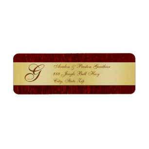 Gold & Red Monogram New Years Labels
