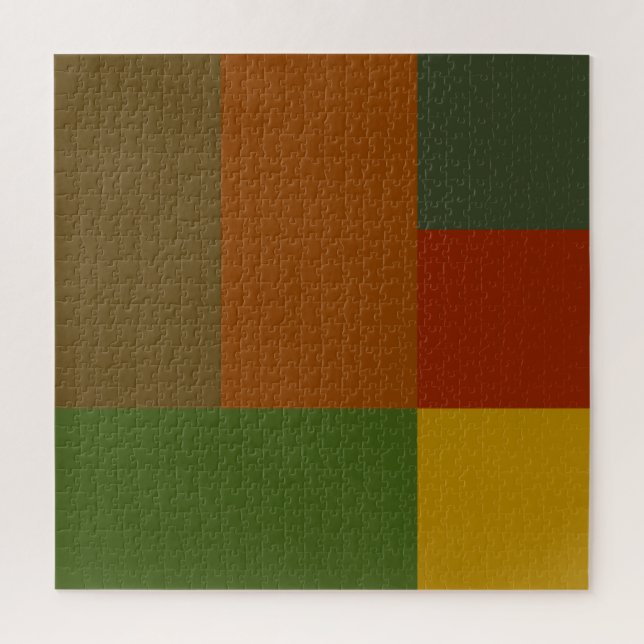 Gold Red Olive Green Orange Colour Block Print Jigsaw Puzzle (Vertical)