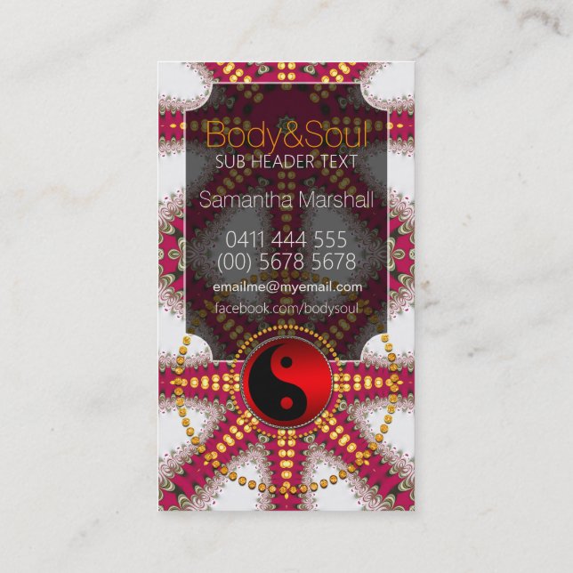 Gold+Red on White NewAge YinYang Business Cards (Back)