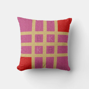 Gold Red Pink Glitter Trendy Fashion Chic Monogram Cushion