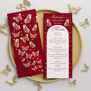Gold Red Quinceanera Butterfly 15th Birthday Party Menu