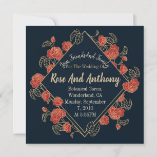 Gold/Red Roses Invitation