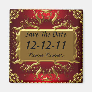 Gold Red Save the Date red Magnet