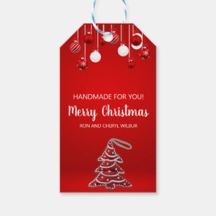 Gold Red Silver Glitter Ornament Corporate Holiday Gift Tags