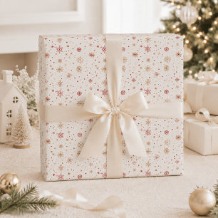 Gold Red Snowflake Christmas Wrapping Paper