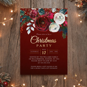 Gold Red Sparkle Festive Foliage Christmas Party 
