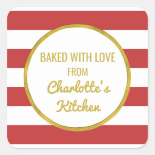 Gold Red Stripes Christmas Baking Labels