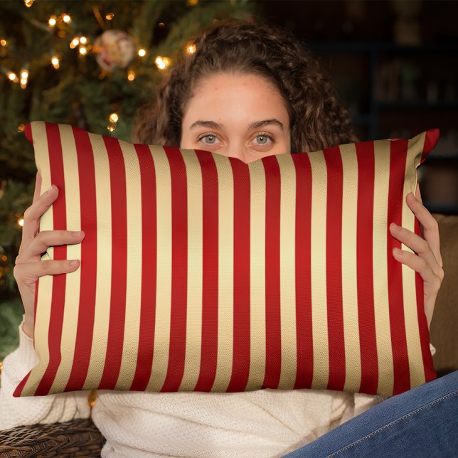 Gold Red Stripes Pattern Decorative Cushion (Creator Uploaded)