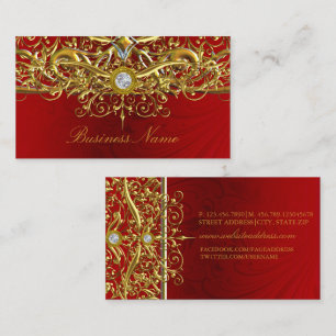 Gold Red Swirl Abstract Business Card