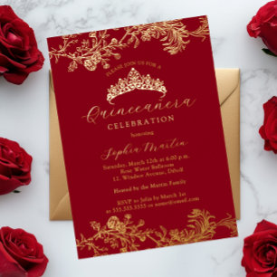 Gold Red Vintage Elegant Quinceanera