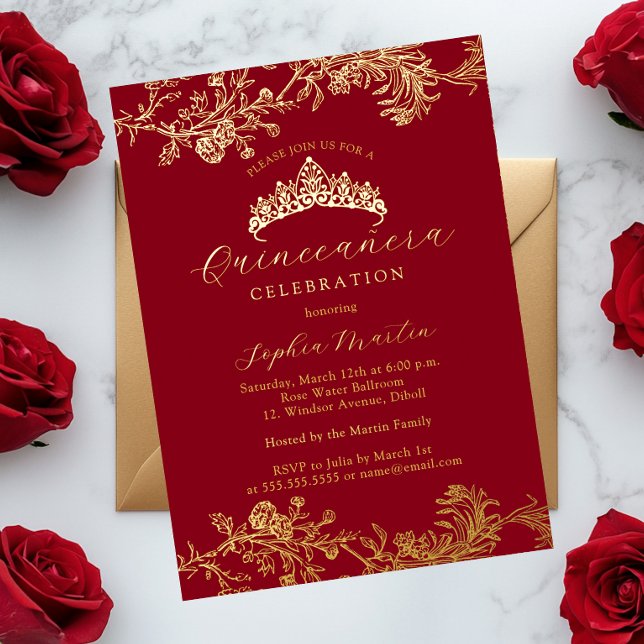Gold Red Vintage Elegant Quinceanera  (Creator Uploaded)