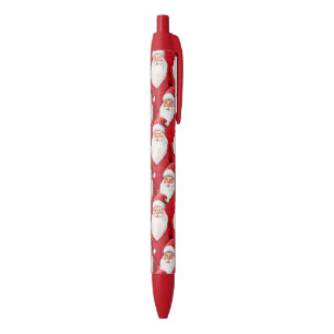 Gold Red White Jolly Santa Claus Black Ink Pen