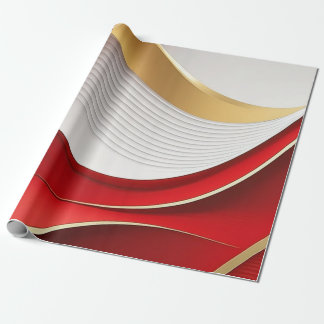 Gold Red White Wavy Pattern Wrapping Paper 