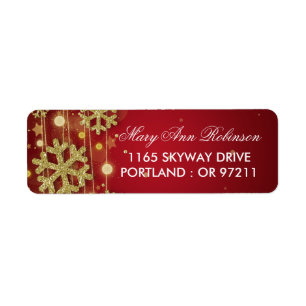 Gold Red Winter Birthday Return Address Label