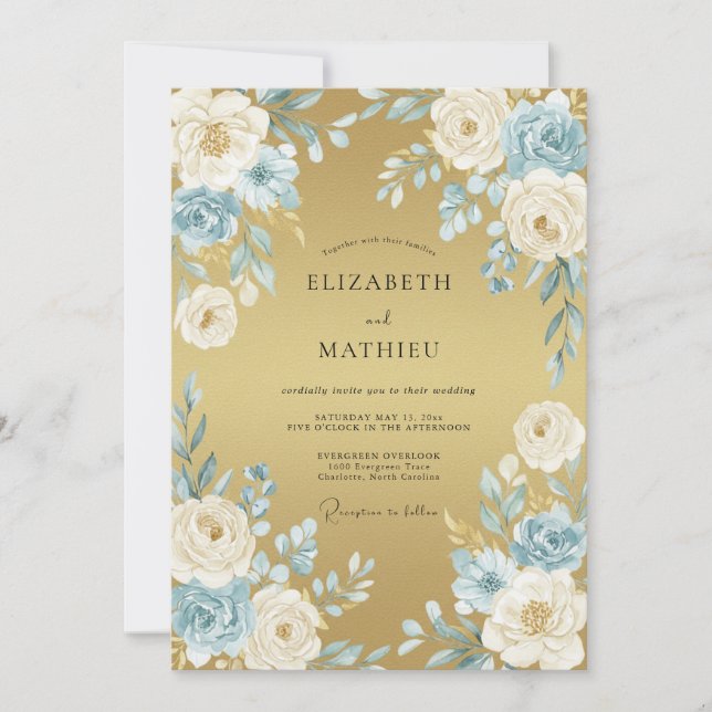 Gold Regal Formal Wedding Invitation (Front)