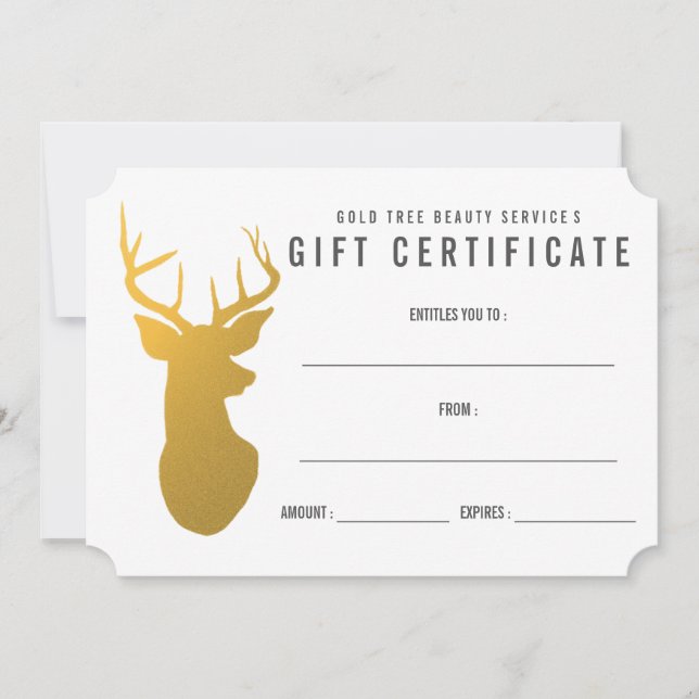 Gold Reindeer / Antler Modern Gift Certificate (Front)