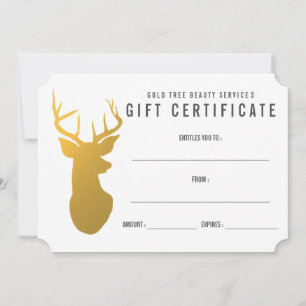 Gold Reindeer / Antler Modern Gift Certificate
