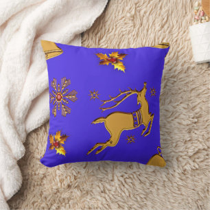 Gold Reindeer Christmas Cushion