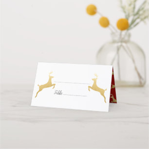 Gold Reindeer Christmas Wedding Place Card