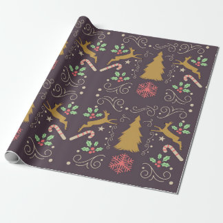 Gold Reindeer Christmas  Wrapping Paper
