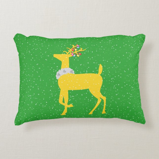gold reindeer decorative cushion (Front)