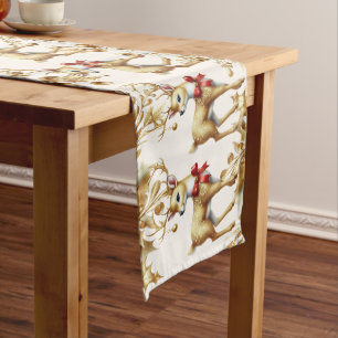 Gold Reindeer Holiday Table Runner