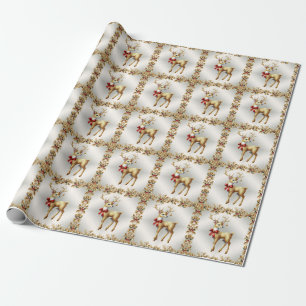Gold Reindeer Holiday Wrapping Paper