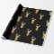 Gold Reindeer Pattern Wrapping Paper Black