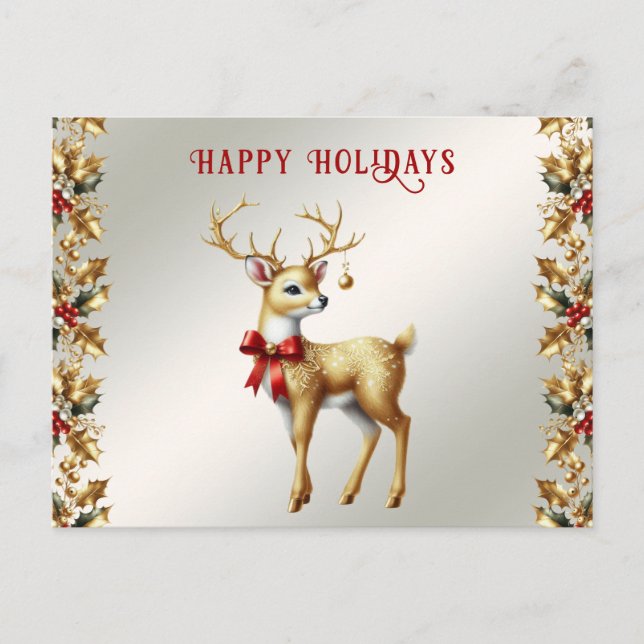 Gold Reindeer Postcard (Front)