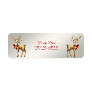 Gold Reindeer Return Address Label