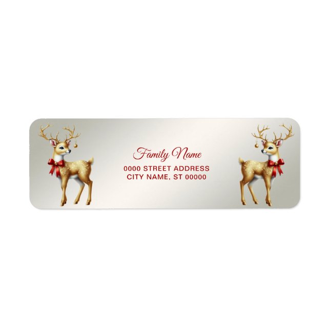 Gold Reindeer Return Address Label (Front)