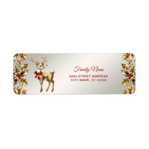 Gold Reindeer Return Address Label