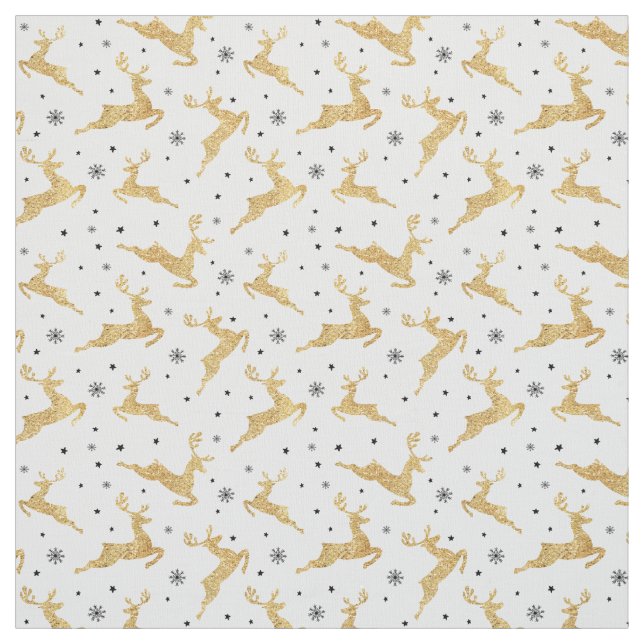 Gold Reindeers Fabric (Swatch)