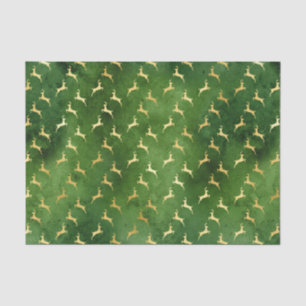 Gold Reindeers on Dark Green Tissue Paper
