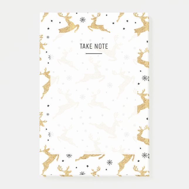Gold Reindeers Post-it Notes (Front)