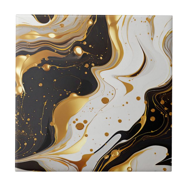 Gold Resin Art Ceramic Tile (Front)