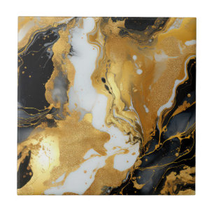 Gold Resin Art Ceramic Tile