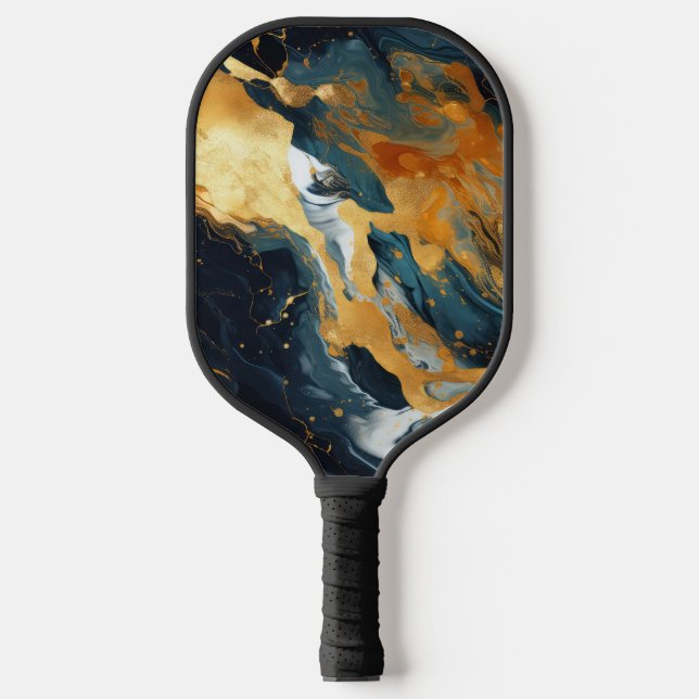 Gold Resin Art Pickleball Paddle (Front)