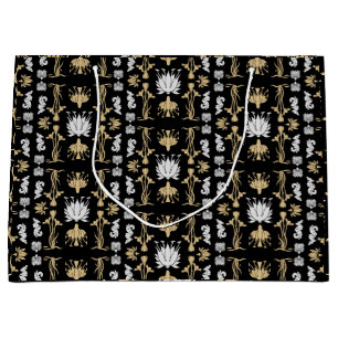 Gold Retro Art Nouveau Print Large Gift Bag
