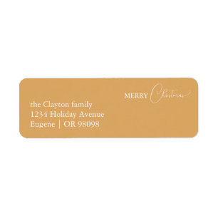 Gold Retro Boho Minimalist Christmas Address Return Address Label