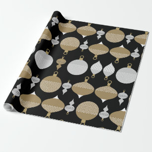 Gold Retro Christmas Decorative Ball Wrapping Paper