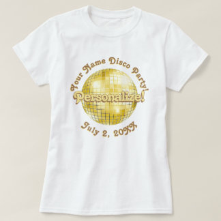 Gold Retro Disco Ball PERSONALIZED T-Shirt